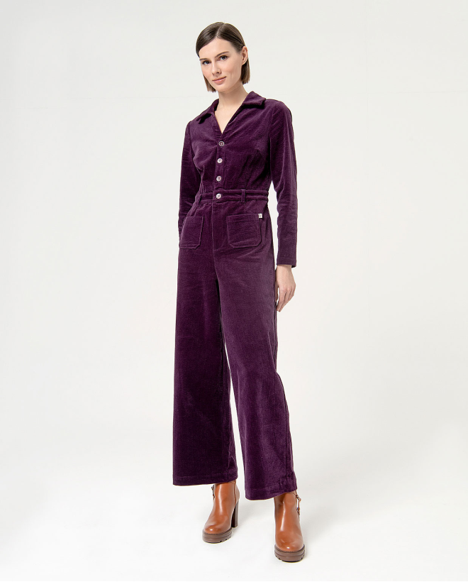 Stretch corduroy jumpsuit Purple