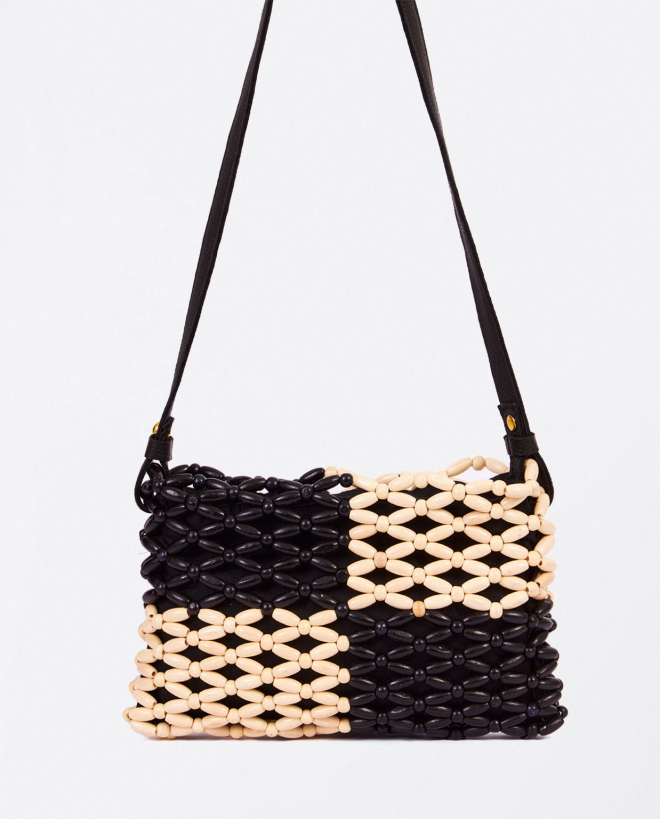 Beaded shoulder bag Black