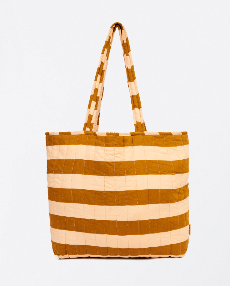 Shopper acolchado estampado Beige