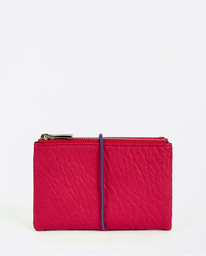 Cartera pequeña liso textura Fucsia