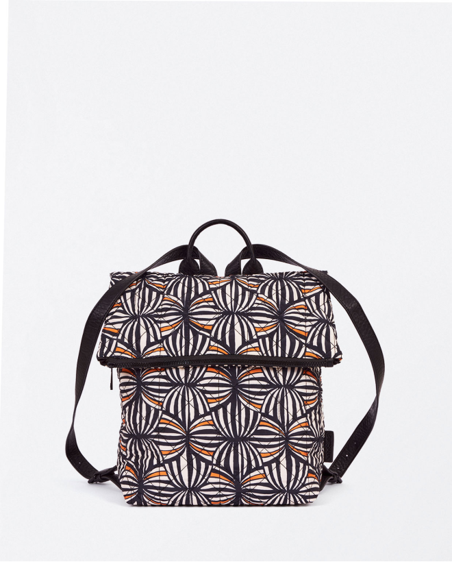 Printed quilted backpack Black