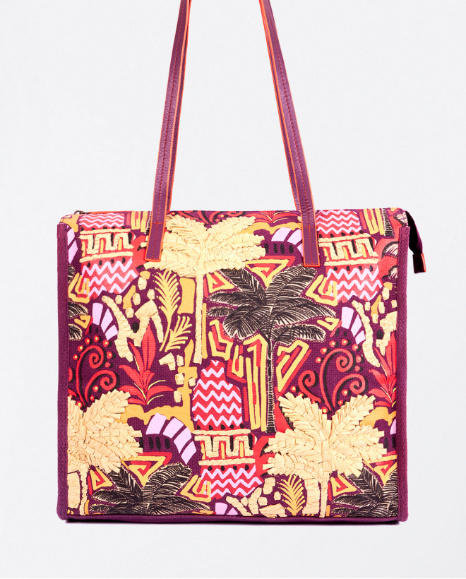 Embroidered fabric shopper...