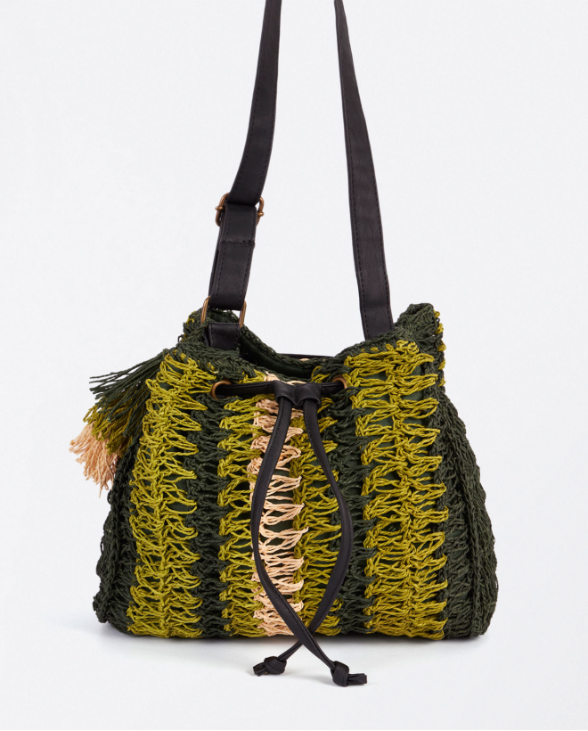 Bolso bombonera rafia Verde