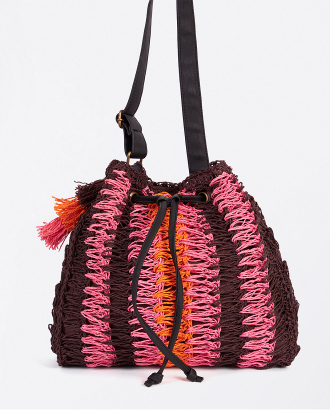 Bolso bombonera rafia Marrón