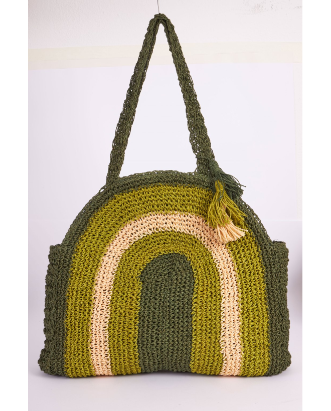 Round raffia shopper Green