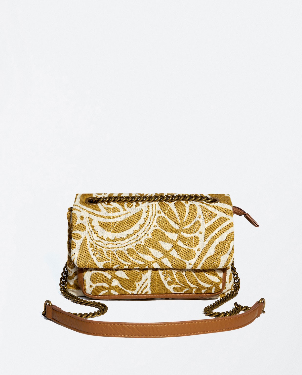 Quilted jacquard shoulder bag Khaki