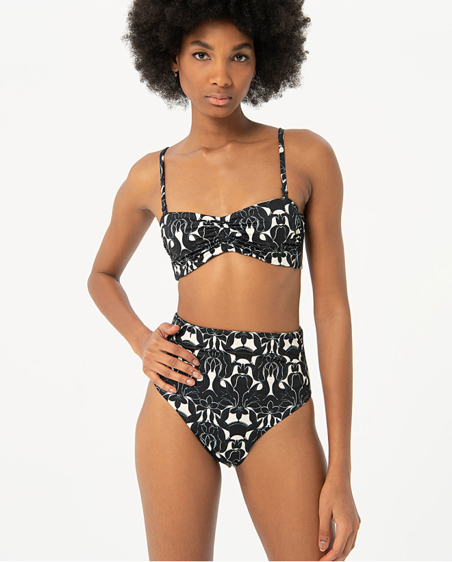 Top bikini bandeau Negro