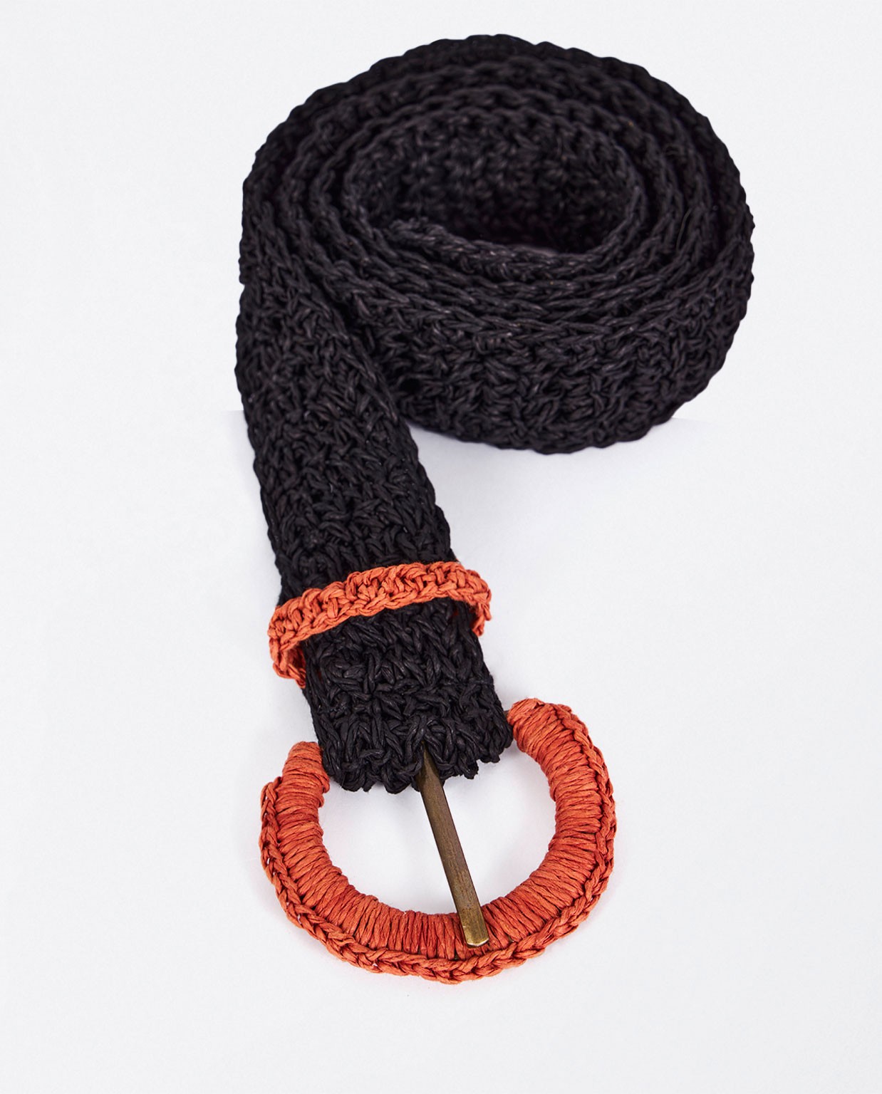 Raffia belt Black