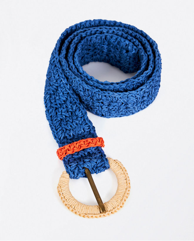 Raffia belt Blue