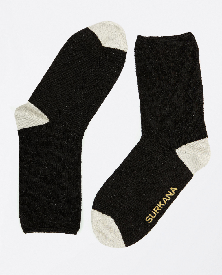 Chaussettes courtes en lurex Noir