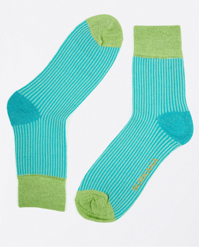 Chaussettes courtes en lurex Vert