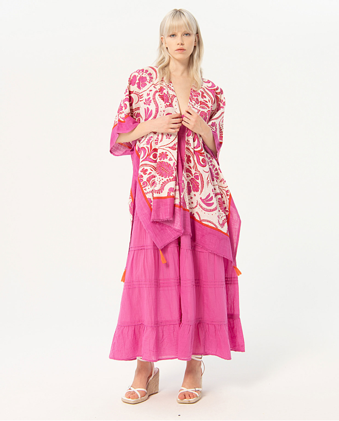 Open short kimono Fuchsia