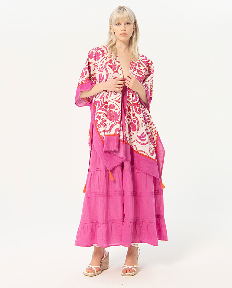 Kimono corto abierto Fucsia