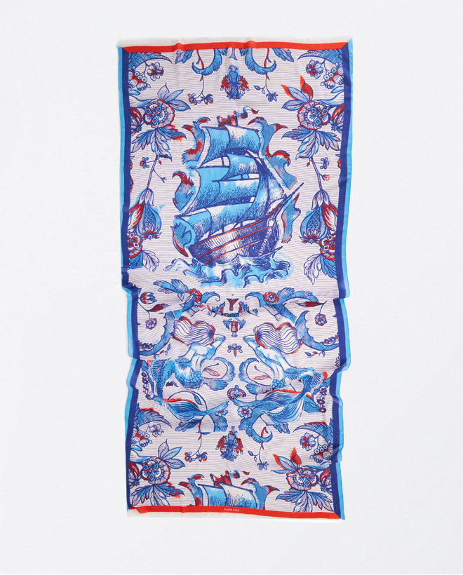 Printed sarong scarf Blue