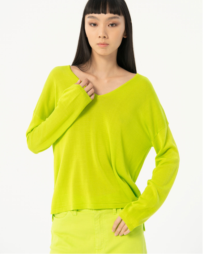 Stretch tricot sweater Acid green