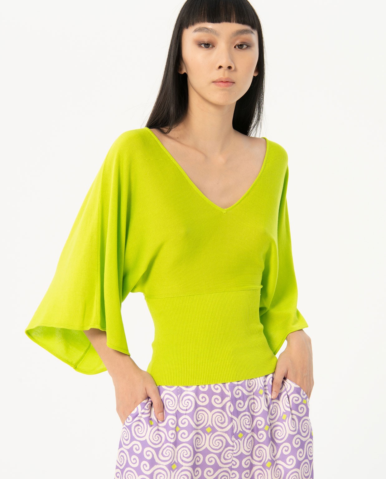 Jersey tricot manga murciélago Verde acido