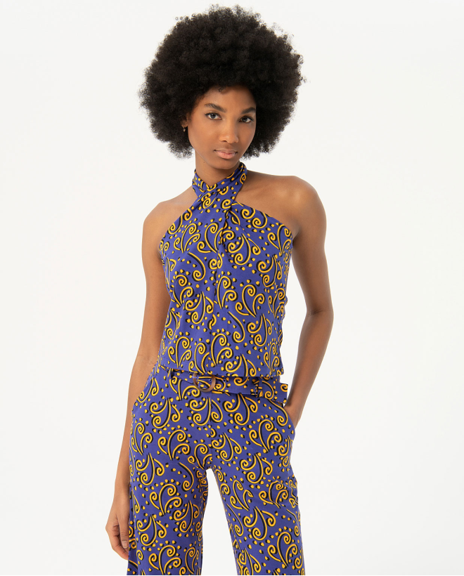 Printed halter neck short...