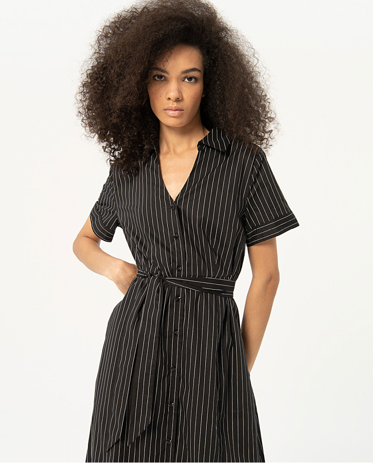 Pinstripe shirt dress Black