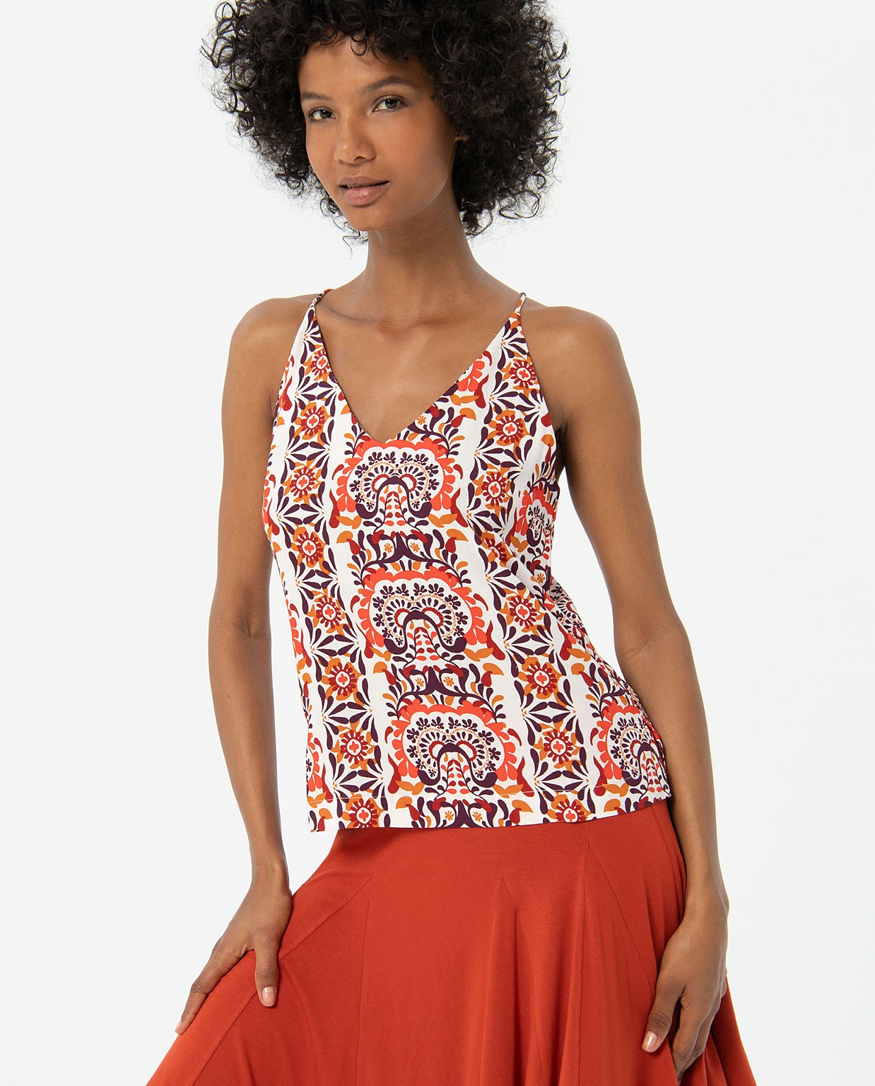 Printed halter back t-shirt Multi