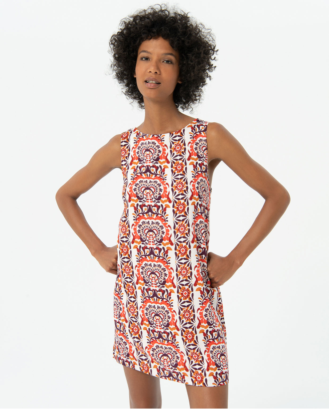 Robe droite courte imprimée Multi