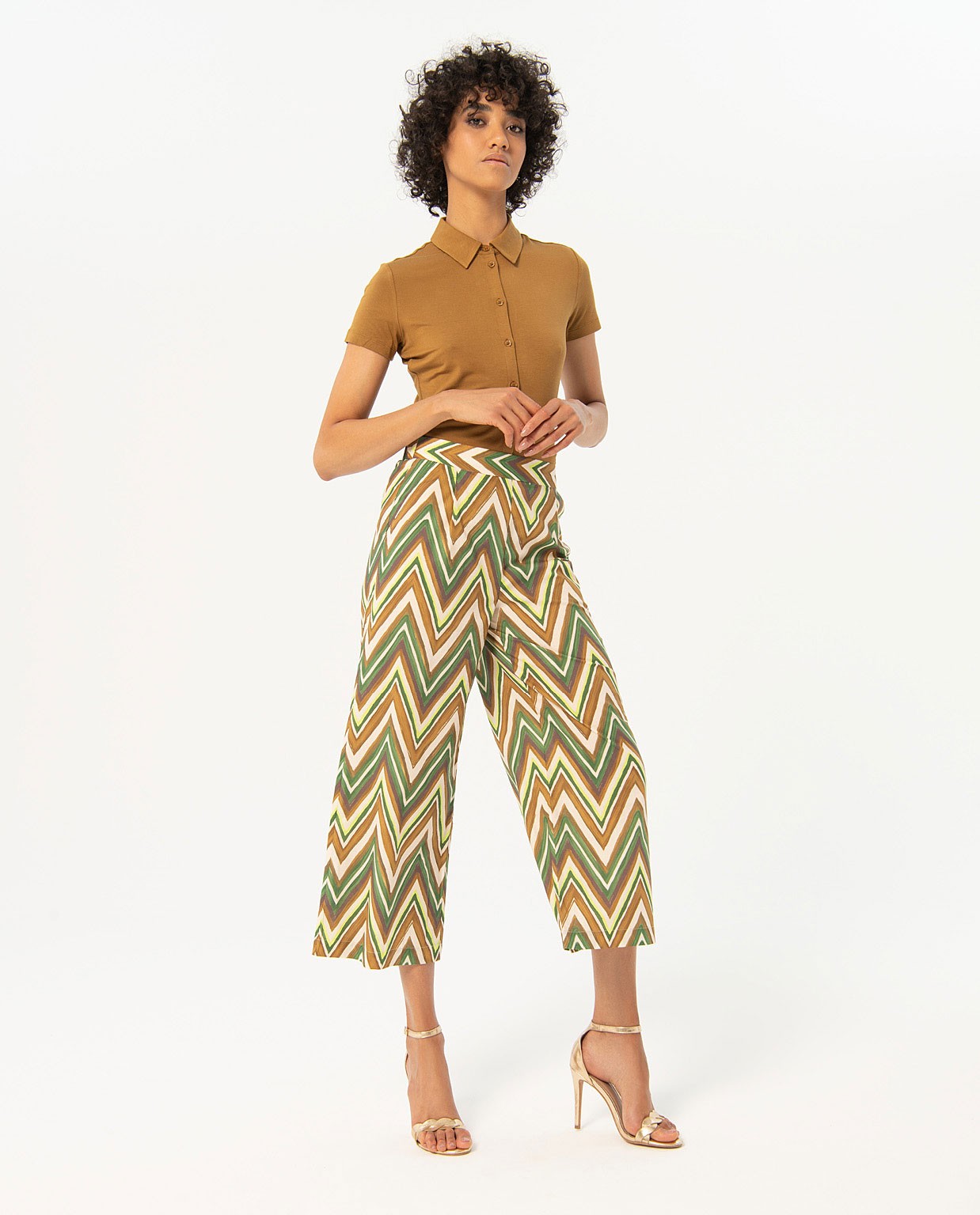 Printed cropped pants Green