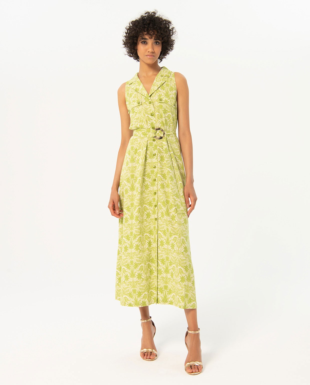 Robe longue imprimée Vert