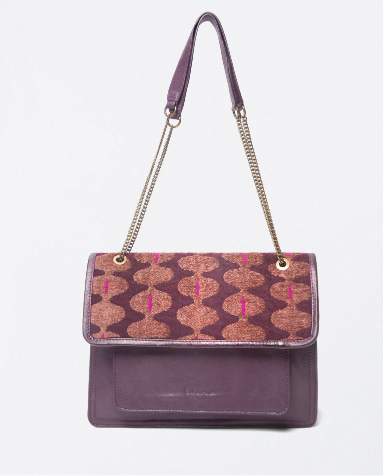 Sac à bandoulière en jacquard imprimé avec rabat Violet