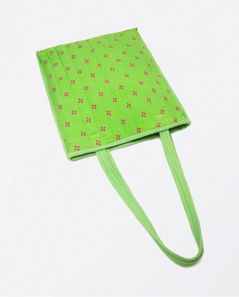 Bolso shopper al hombro acolchado con estampado Verde