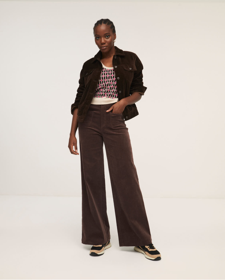 Wide trousers with patch pockets Chocolate