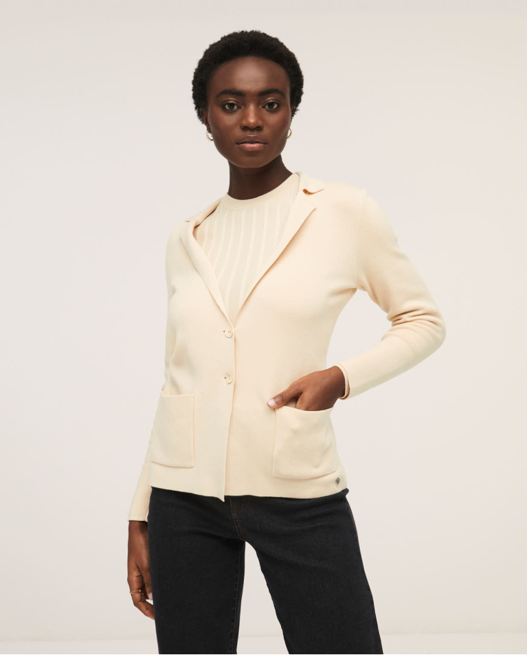 Tricot American jacket with pockets Ecru