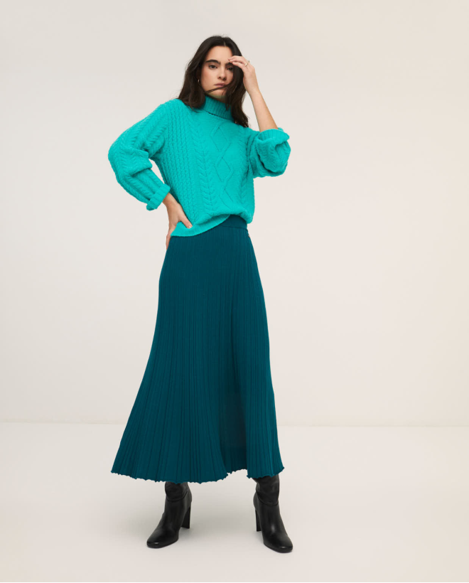 Ribbed tricot skirt Petrol blue