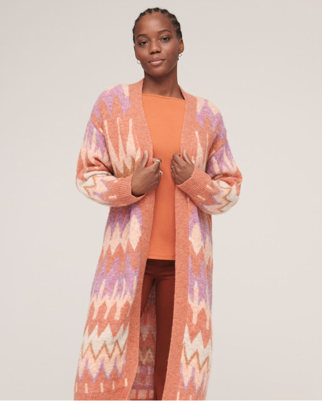 Tricot jacquard coat Orange