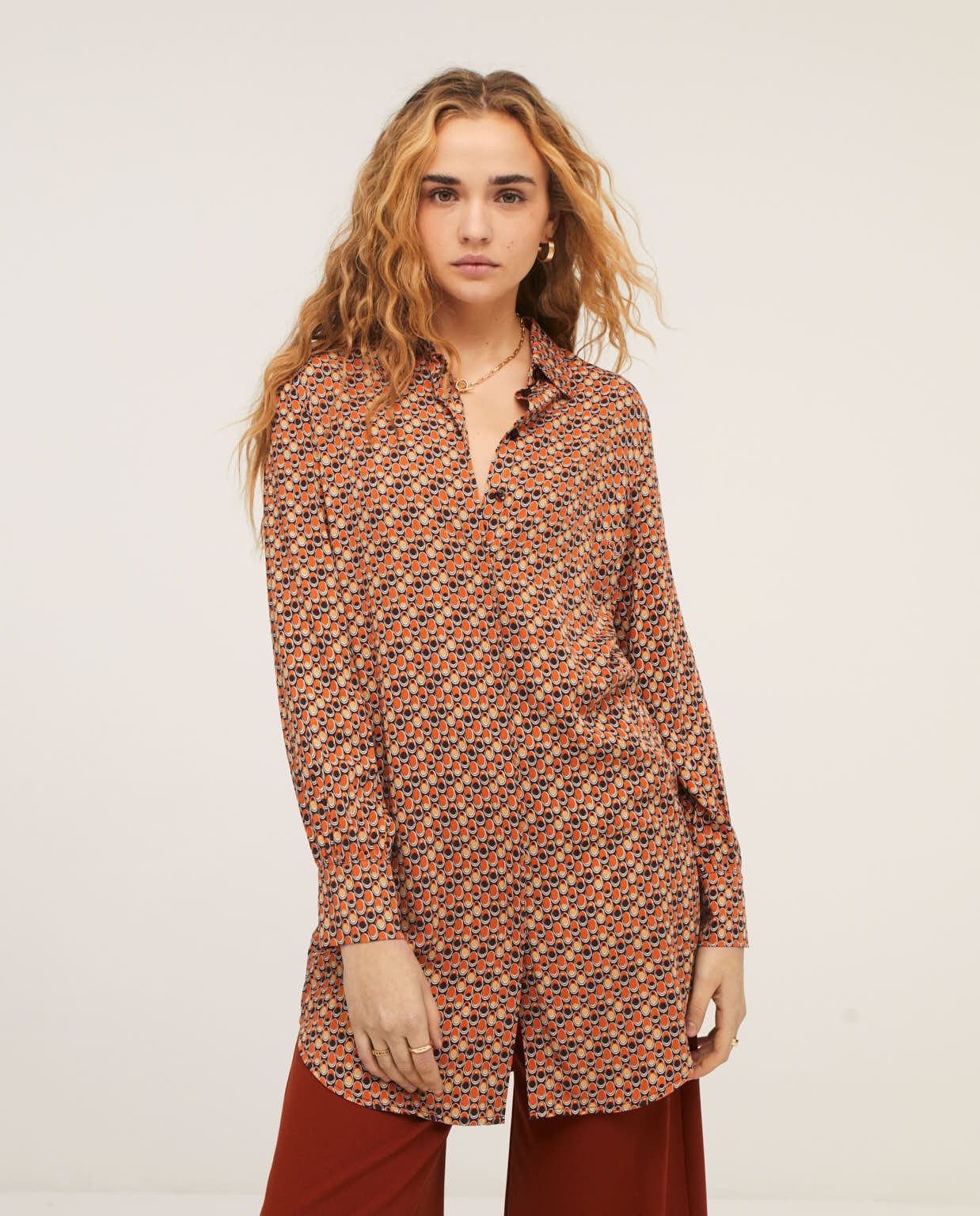 Chemise type tunique. Orange