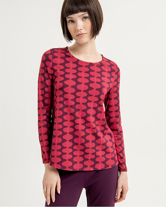 Stretch printed crew neck t-shirt Maroon