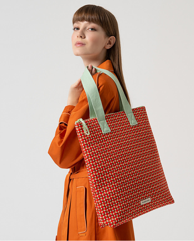 Printed neoprene tote bag Red