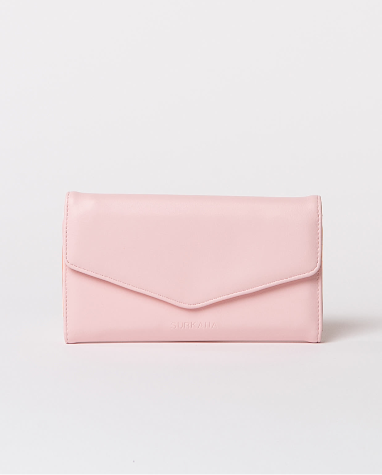 Clutch with plain flap Pink