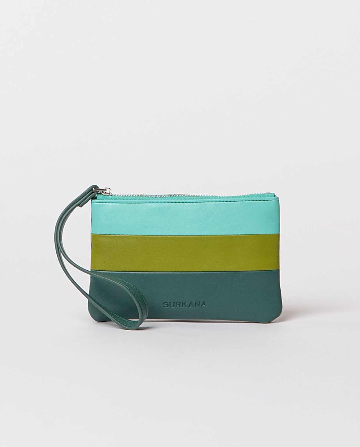 Soft three-colour faux-leather purse Green