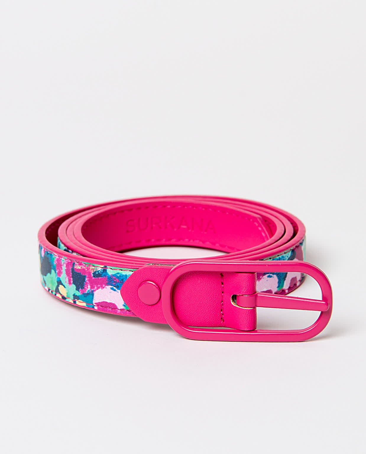 Thin reversible belt Fuchsia