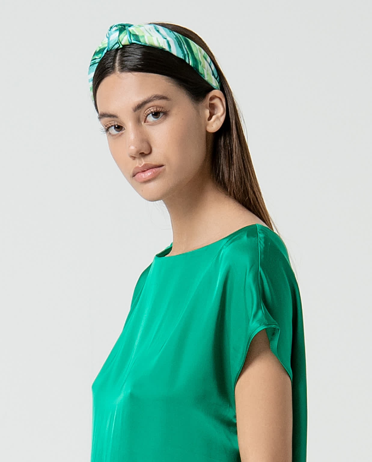 Printed lined headband Green