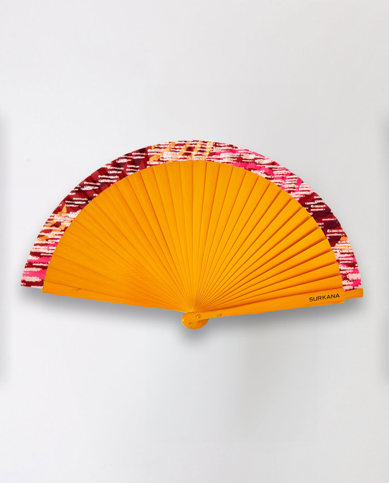 Wooden fan Orange