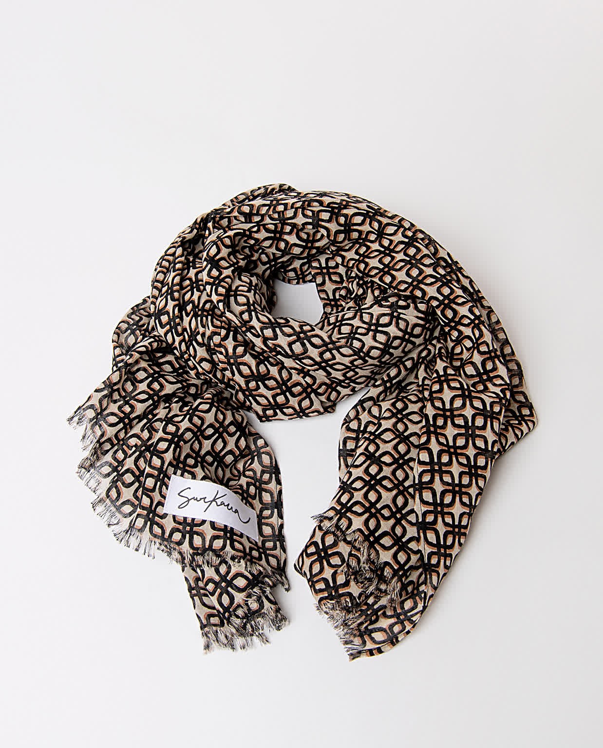 Printed cotton scarf Black