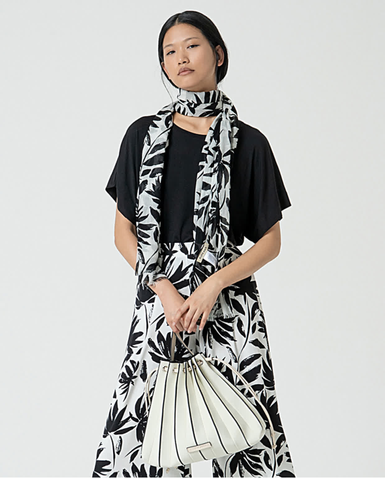 Printed cotton scarf Black