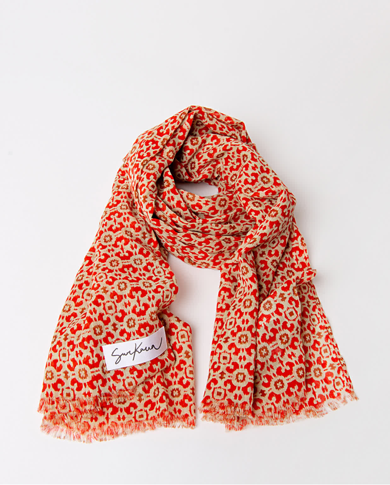 Printed cotton scarf Orange