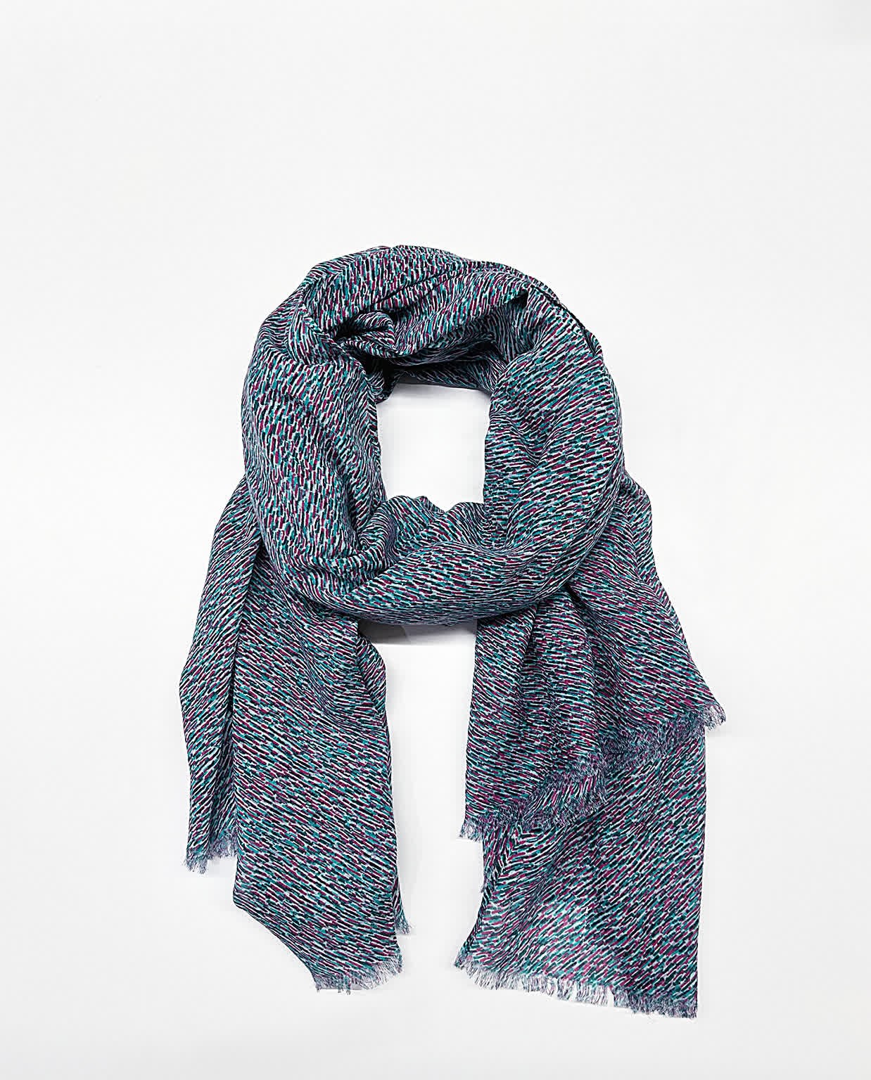 Printed cotton scarf Fuchsia