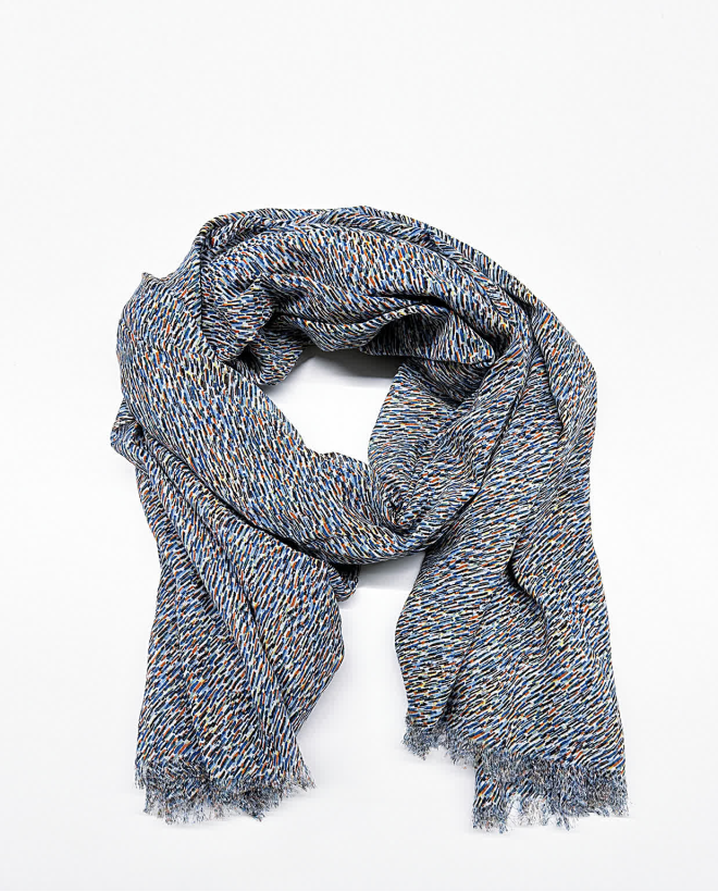 Printed cotton scarf Blue