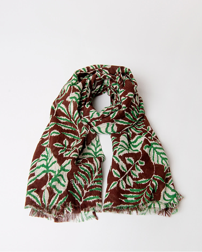 Foulard à imprimé en coton Marron