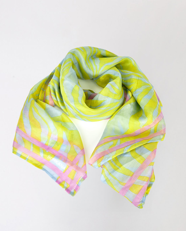 Foulard carré en soie Vert