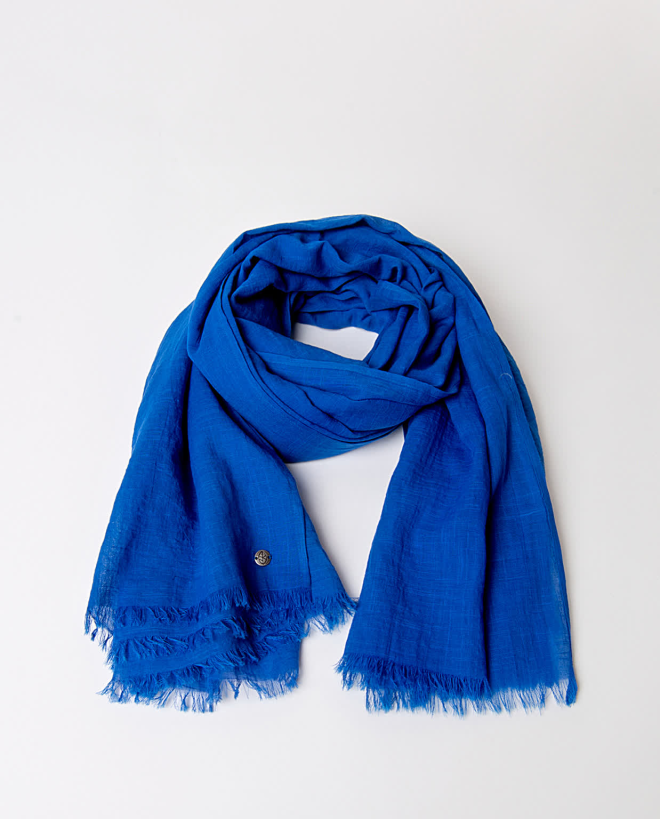 Plain cotton scarf Cobalt Blue