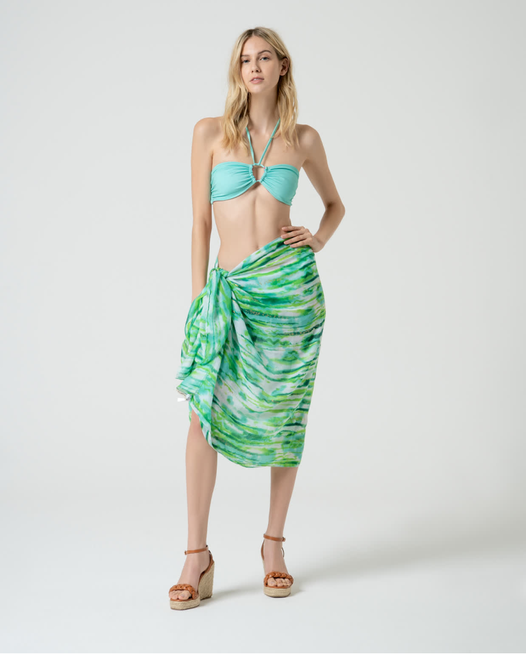 Printed rectangular sarong Green