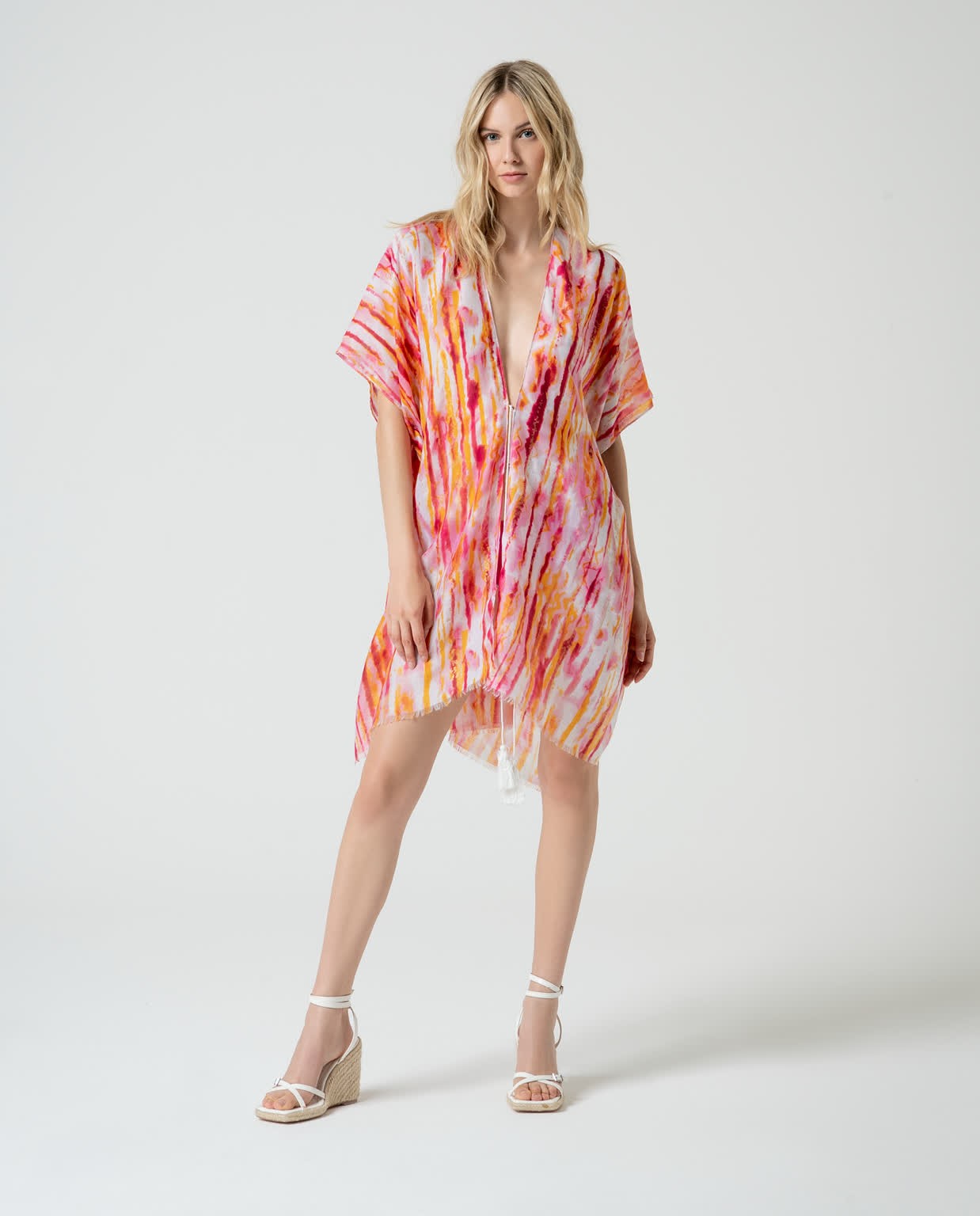 Printed short open KAFTAN AND PAREOS Orange